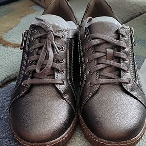 Clarks Metallic Taupe Slip-On Sneaker